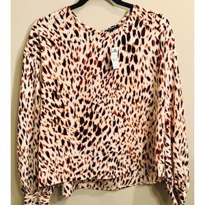 Express leopard print balloon sleeve blouse shirt